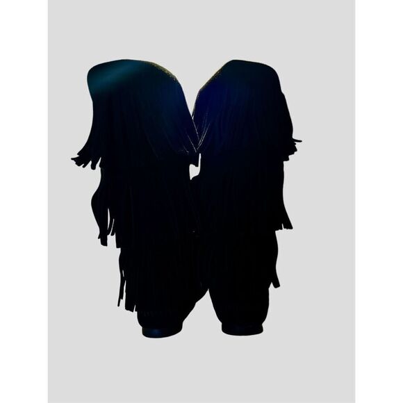 Minnetonka Women’s 3 Layer Black Fringe Boots - Picture 2 of 7